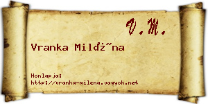 Vranka Miléna névjegykártya
